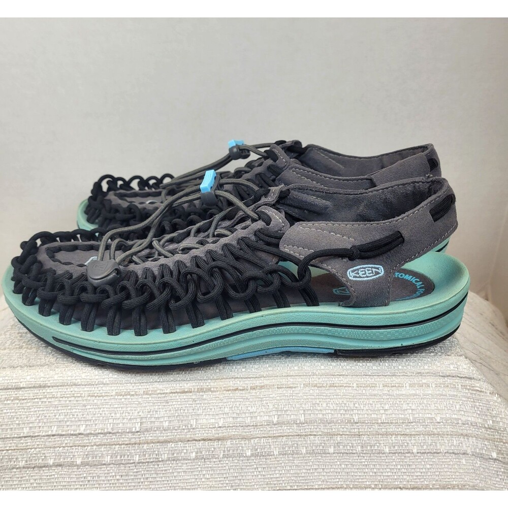 KEEN UNEEK Paracord Outdoor Sandals, Women's 8 US, Black & Turquoise